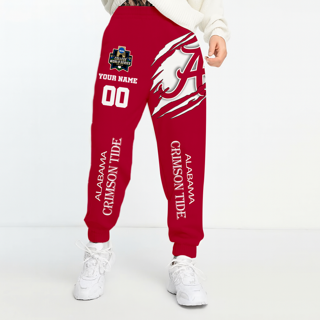 LIMITED EDITION- NEW CUSTOMIZED NCAA CWS21 ABC ALABAMA CRIMSON TIDE UNISEX LONG PANTS