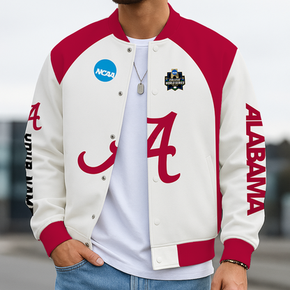 LIMITED EDITION - NEW CUSTOMIZED NCAA CWS21 ABC ALABAMA CRIMSON TIDE BASEBALL JACKET, SATIN VARSITY JACKET