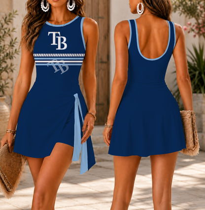 LIMITED EDITION - NEW CUSTOMIZED MLB21 TBR TAMPA BAY RAYS WOMEN'S SUMMER SKORT DRESS