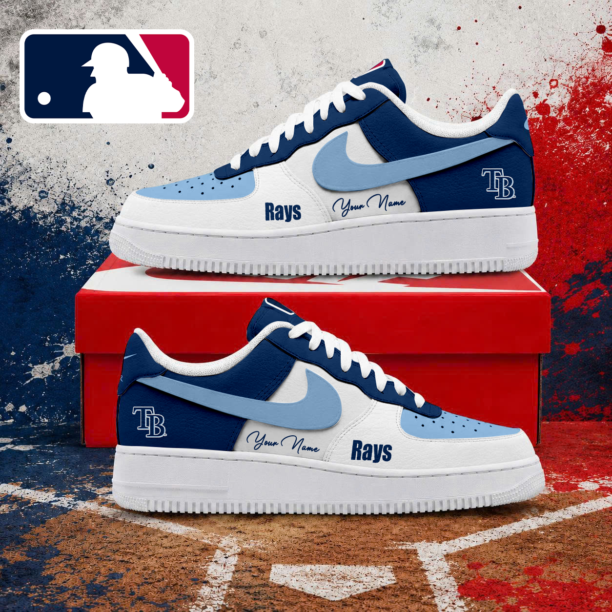 LIMITED EDITION - NEW CUSTOMIZED MLB21 TBR TAMPA BAY RAYS AF1 SHOES