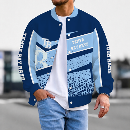 FINAL SALE - NEW CUSTOMIZED MLB21 TBR TAMPA BAY RAYS SATIN VARSITY & BASEBALL JACKET