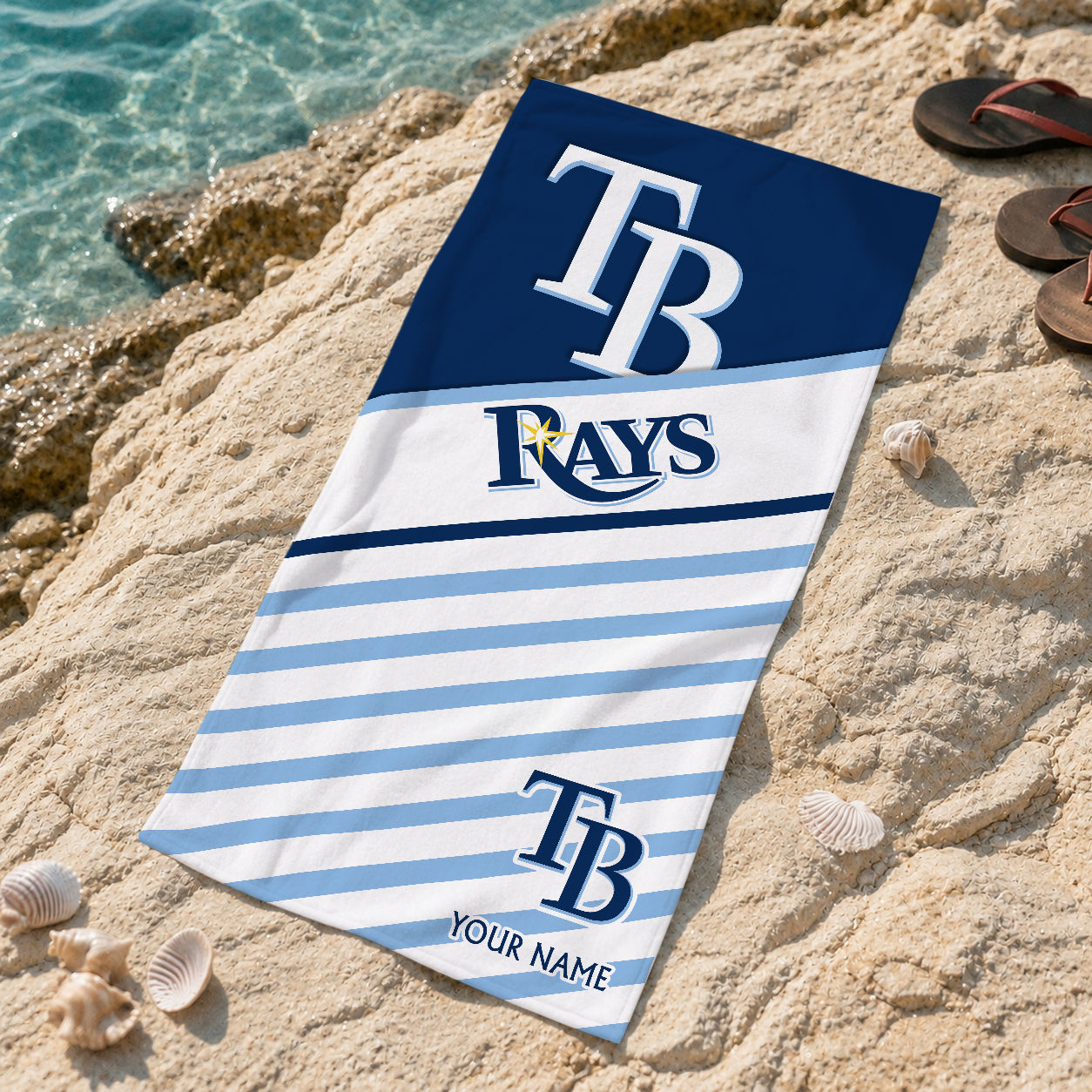 FINAL SALE - NEW CUSTOMIZED MLB21 TBR TAMPA BAY RAYS BEACH TOWEL FOR FAN