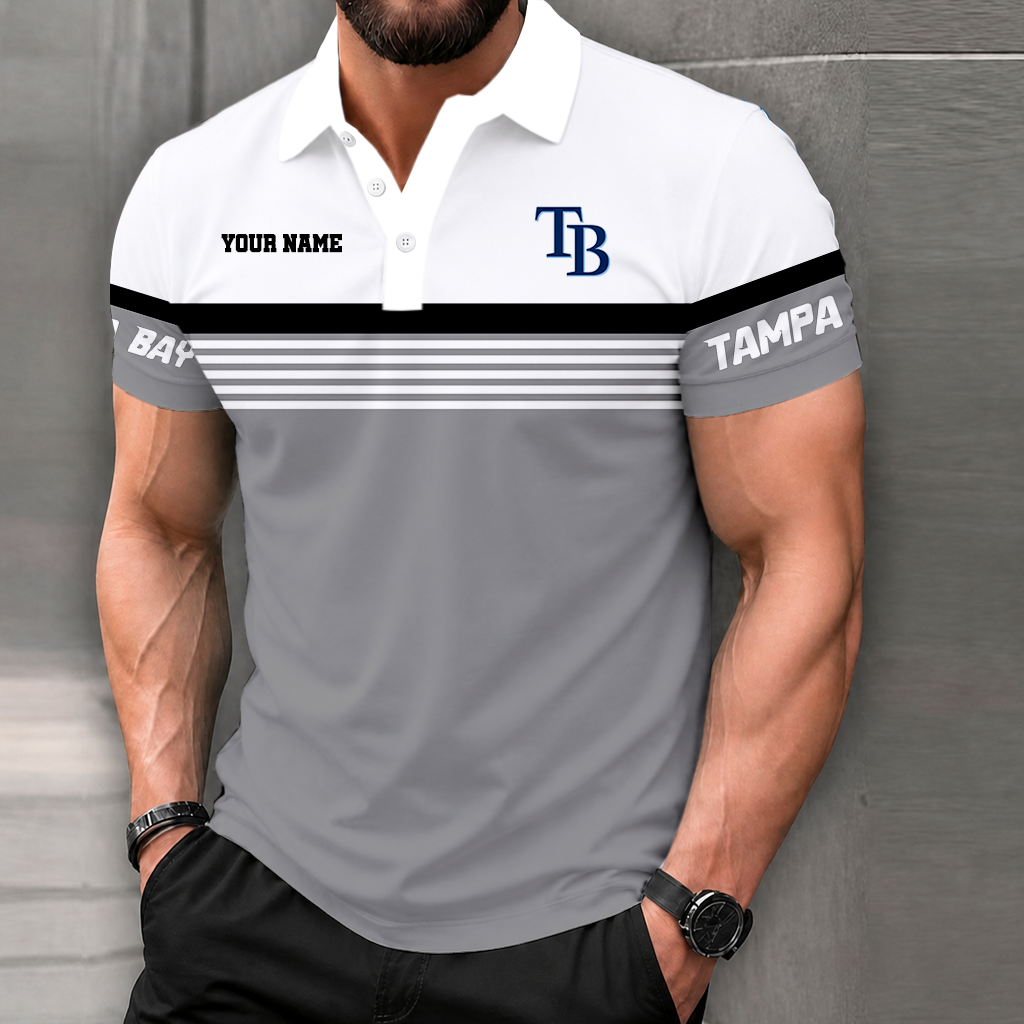 FINAL CLEARANCE - NEW CUSTOMIZED MLB21 TBR TAMPA BAY RAYS POLO SHIRT