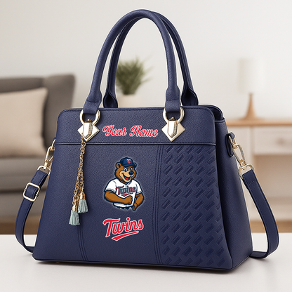 LIMITED EDITION - NEW CUSTOMIZED MLB22 MTS MINNESOTA TWINS ZIP HANDBAG MULTICOLOR