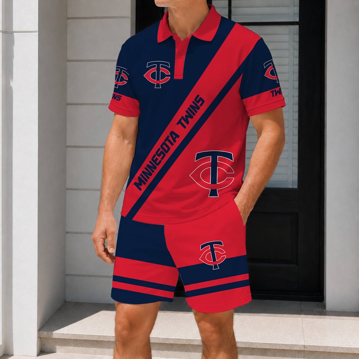 LIMITED EDITION - NEW CUSTOMIZED MLB22 MTS MINNESOTA TWINS POLO & SHORT PANTS SET