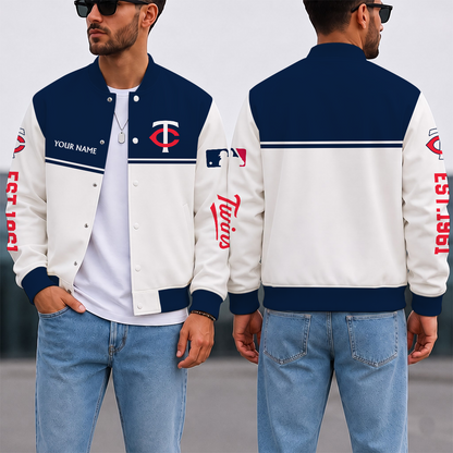 VIRAL EDITION - NEW CUSTOMIZED MLB22 MTS MINNESOTA TWINS SATIN VARSITY & BASEBALL JACKET