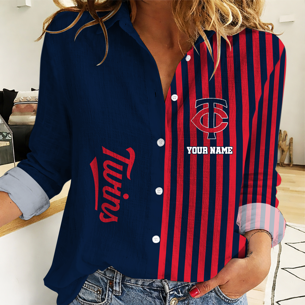 SPECIAL EDITION - NEW CUSTOMIZED MLB22 MTS MINNESOTA TWINS WOMEN CASUAL SHIRT