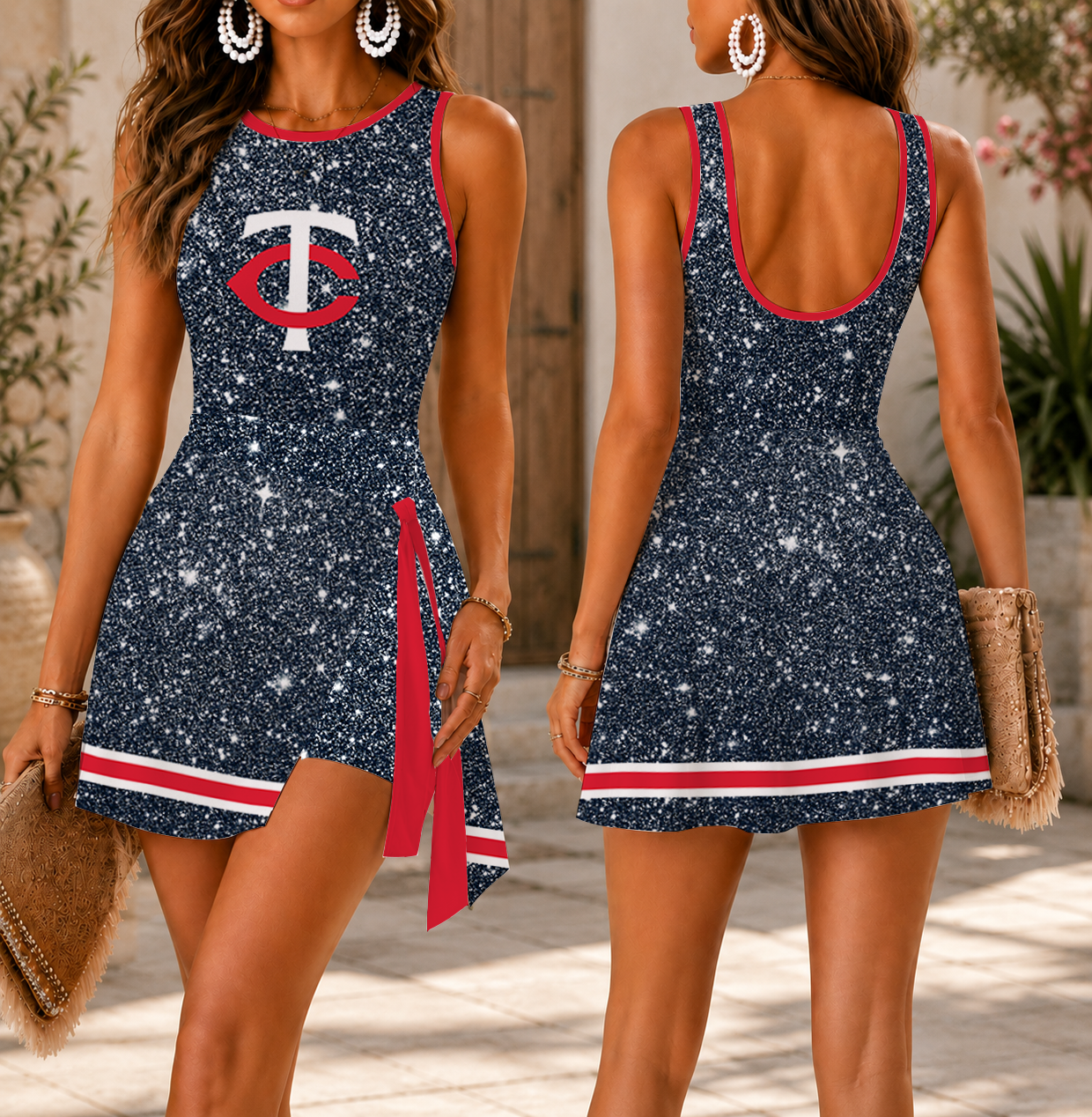 FINAL SALE - NEW CUSTOMIZED MLB22 MTS MINNESOTA TWINS WOMEN'S SUMMER SKORT DRESS