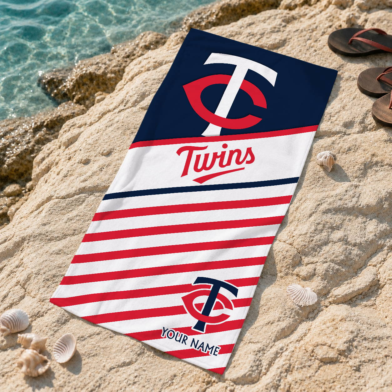FINAL SALE - NEW CUSTOMIZED MLB22 MTS MINNESOTA TWINS BEACH TOWEL FOR FAN