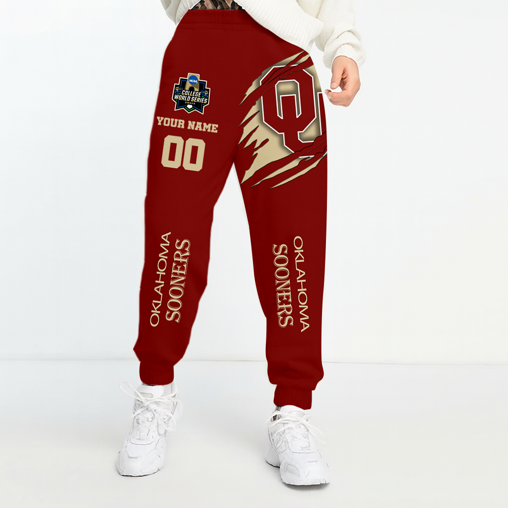 LIMITED EDITION- NEW CUSTOMIZED NCAA CWS22 OUS OKLAHOMA SOONERS UNISEX LONG PANTS