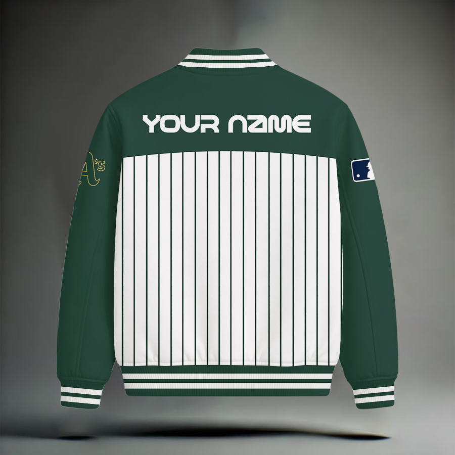 HOT DEAL - NEW CUSTOMIZED MLB23 OAS OAKLAND ATHLETICS SNOOPY STYLE SATIN VARSITY & BASEBALL JACKET
