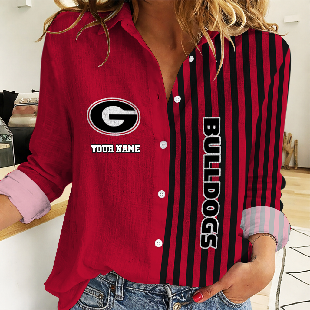 FINAL SALE - NEW CUSTOMIZED | NCAA CWS23 GEB GE BULLGOGS WOMEN CASUAL SHIRT FOR FAN