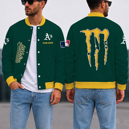 LIMITED EDITION - NEW CUSTOMIZED MLB23 OAS OAKLAND ATHLETICS SATIN VARSITY & BASEBALL JACKET