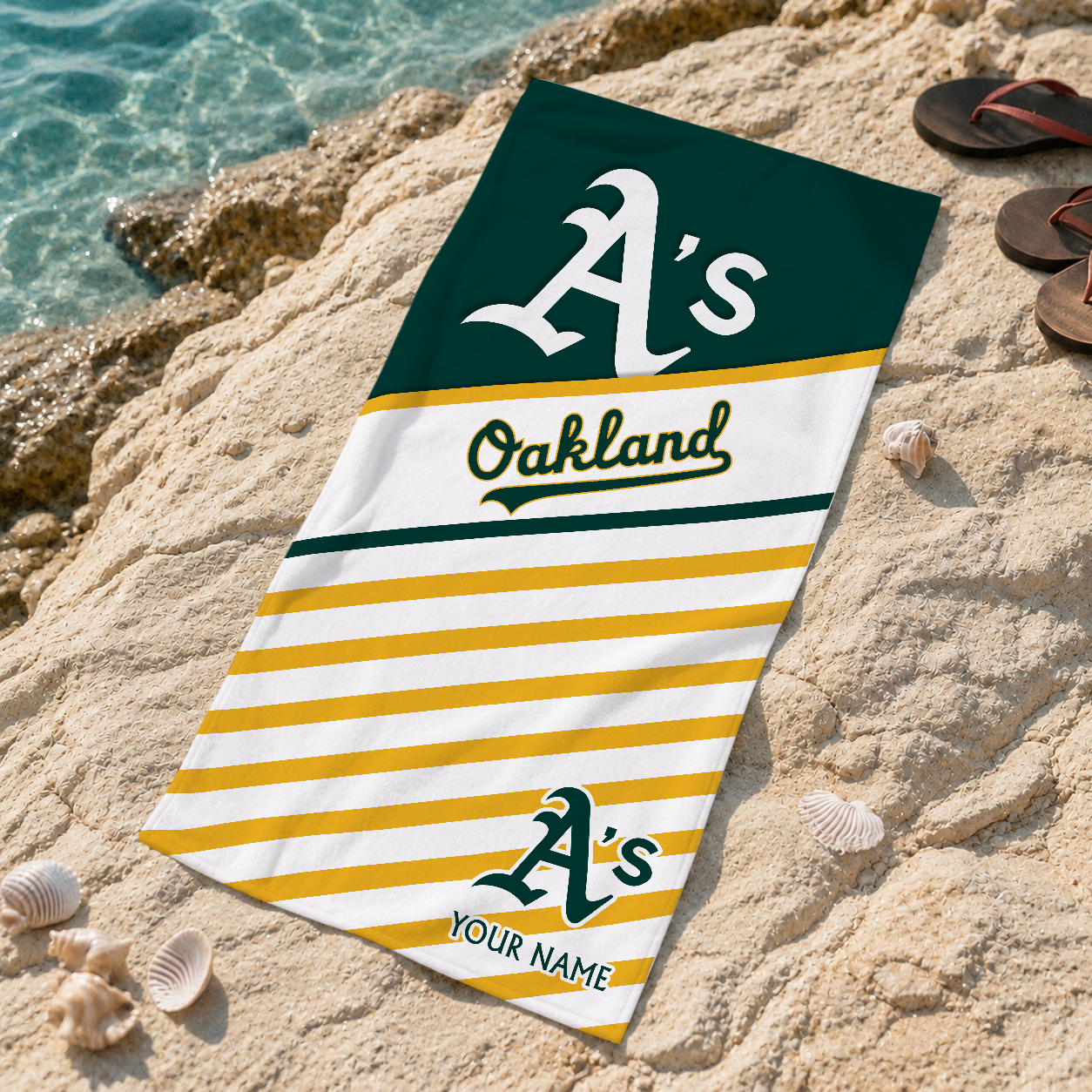 FINAL SALE - NEW CUSTOMIZED MLB23 OAS OAKLAND ATHLETICS BEACH TOWEL FOR FAN