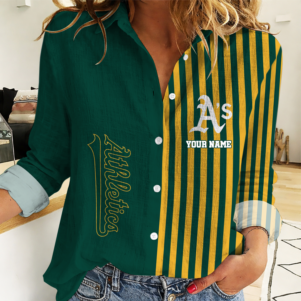 SPECIAL EDITION - NEW CUSTOMIZED MLB23 OAS OAKLAND ATHLETICS WOMEN CASUAL SHIRT