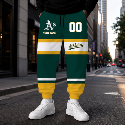 EXCLUSIVE EDITION - NEW CUSTOMIZED MLB23 OAS OAKLAND ATHLETICS SWEATPANTS