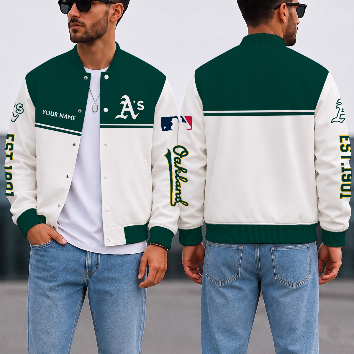 VIRAL EDITION - NEW CUSTOMIZED MLB23 OAS OAKLAND ATHLETICS SATIN VARSITY & BASEBALL JACKET