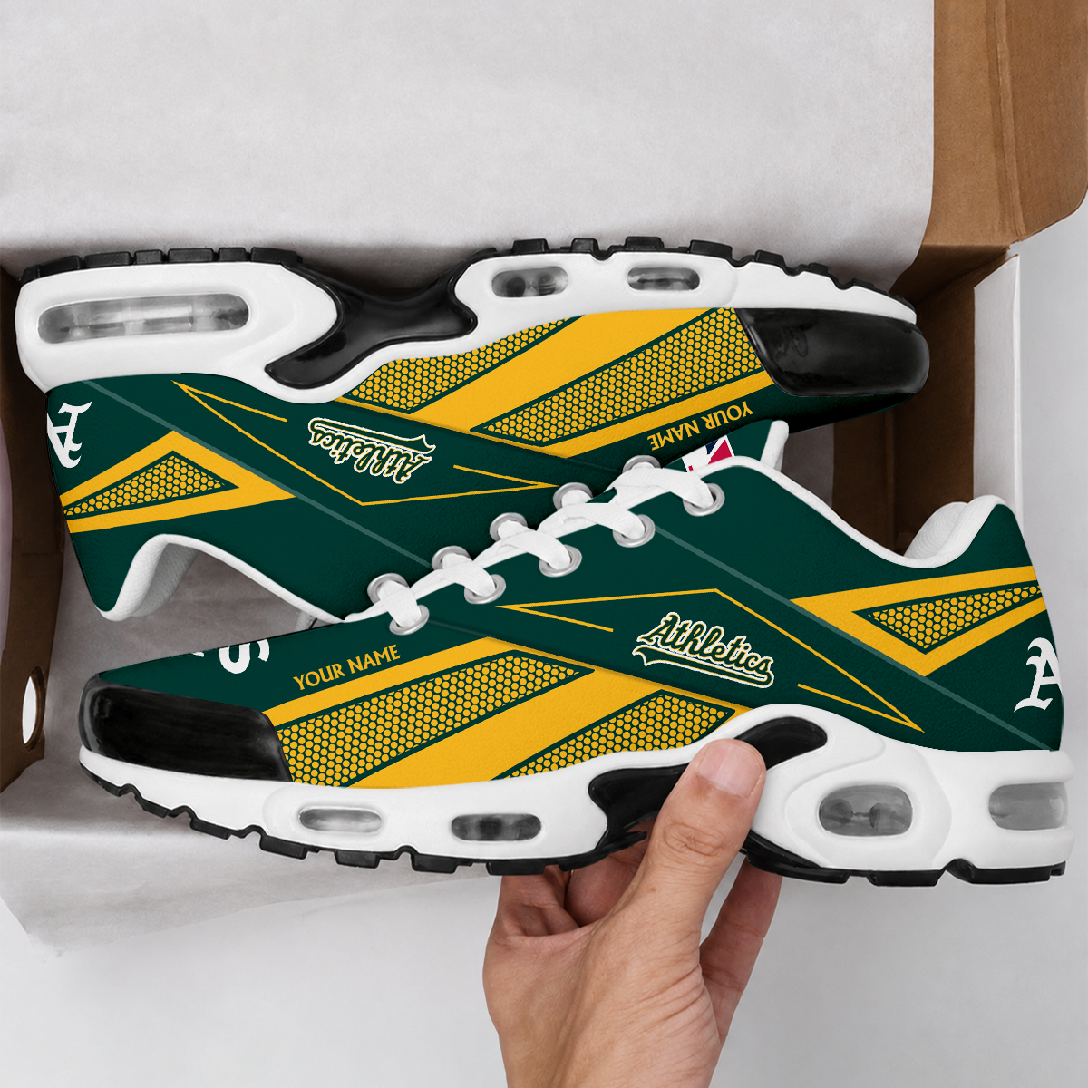 FINAL SALE - NEW CUSTOMIZED MLB23 OAS OAKLAND ATHLETICS AIR MAX PLUS SNEAKERS