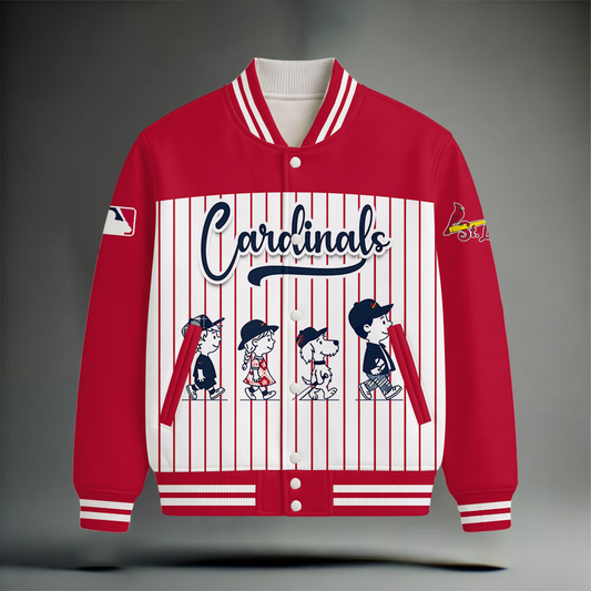HOT DEAL - NEW CUSTOMIZED MLB24 SLC ST. LOUIS CARDINALS SNOOPY STYLE SATIN VARSITY & BASEBALL JACKET
