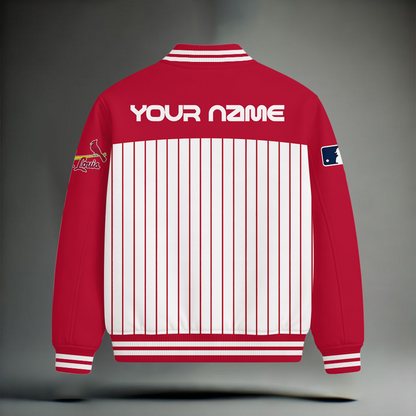 HOT DEAL - NEW CUSTOMIZED MLB24 SLC ST. LOUIS CARDINALS SNOOPY STYLE SATIN VARSITY & BASEBALL JACKET