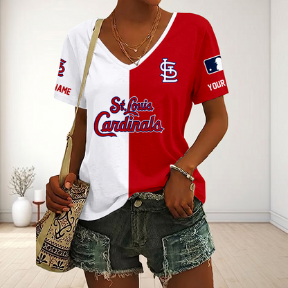 VIRAL EDITION - NEW CUSTOMIZED MLB24 SLC ST. LOUIS CARDINALS V-NECK FEMALE SHIRT