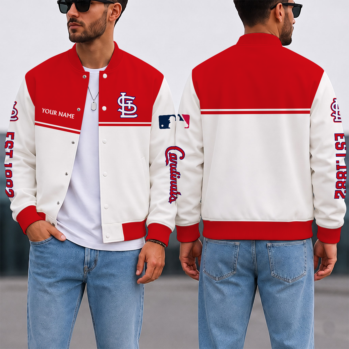 VIRAL EDITION - NEW CUSTOMIZED MLB24 SLC ST. LOUIS CARDINALS SATIN VARSITY & BASEBALL JACKET