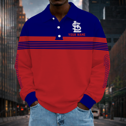VIRAL EDITION - NEW CUSTOMIZED MLB24 SLC ST. LOUIS CARDINALS MEN'S LONG SLEEVE POLO