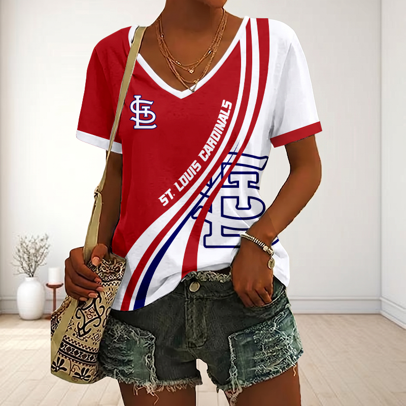 LIMITED EDITION - NEW CUSTOMIZED MLB24 SLC ST. LOUIS CARDINALS V-NECK FEMALE SHIRT
