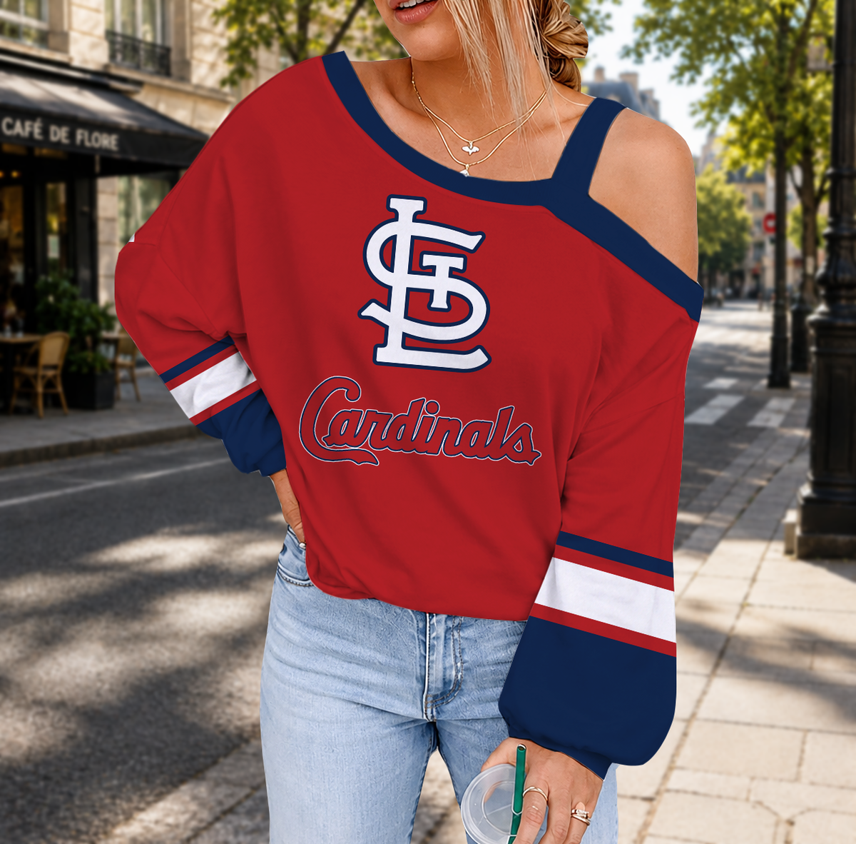 FINAL SALE - NEW CUSTOMIZED MLB24 SLC ST. LOUIS CARDINALS DROP SHOULDER SWEATSHIRT