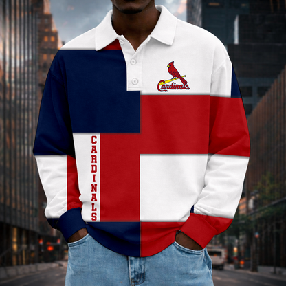 LIMITED EDITION - NEW CUSTOMIZED MLB24 SLC ST. LOUIS CARDINALS MEN LONG SLEEVE POLO