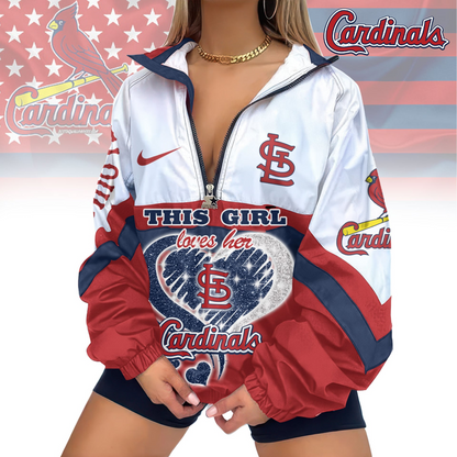 LIMITED EDITION - NEW CUSTOMIZED MLB24 SLC ST. LOUIS CARDINALS V-NECK ZIPPER JACKET