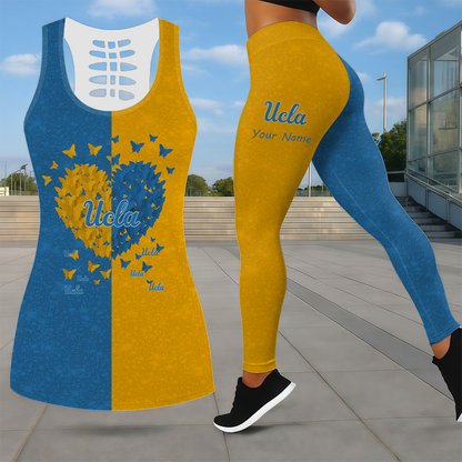 SPECIAL EDITION - NEW CUSTOMIZED NCAA CWS24 UCB UCLA BRUINS LEGGINGS & HOLLOW TANK TOP SET