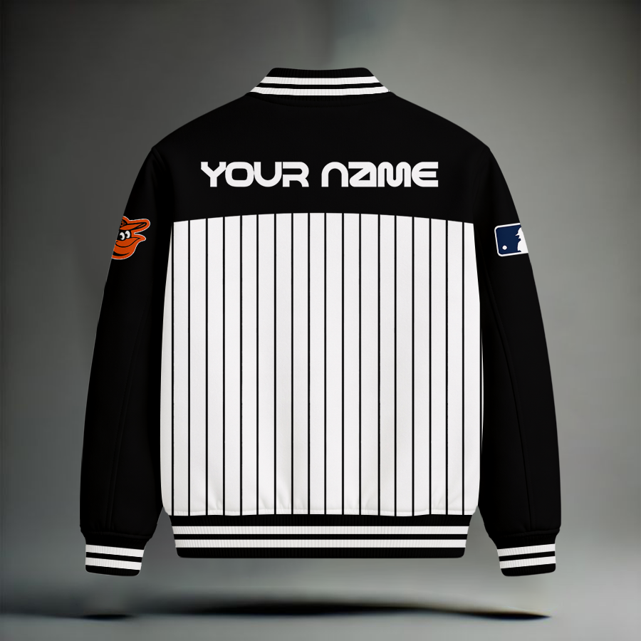 HOT DEAL - NEW CUSTOMIZED MLB25 BOS BALTIMORE ORIOLES SNOOPY STYLE SATIN VARSITY & BASEBALL JACKET