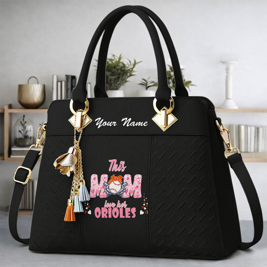 LIMITED EDITION - NEW CUSTOMIZED MLB25 BOS BALTIMORE ORIOLES ZIP HANDBAG MULTICOLOR
