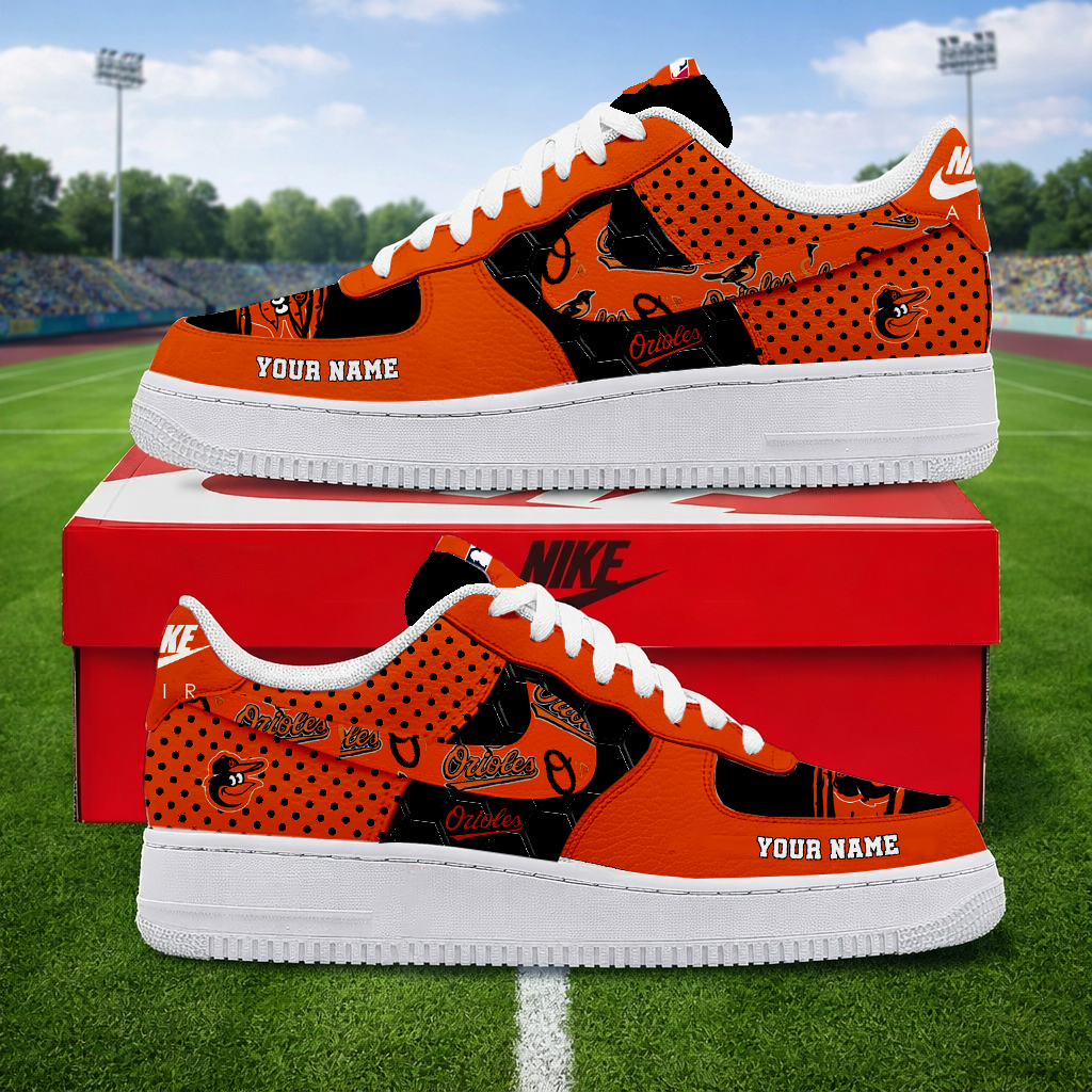 SPECIAL OFFER - NEW CUSTOMIZED MLB25 BOS BALTIMORE ORIOLES AF1 SNEAKERS