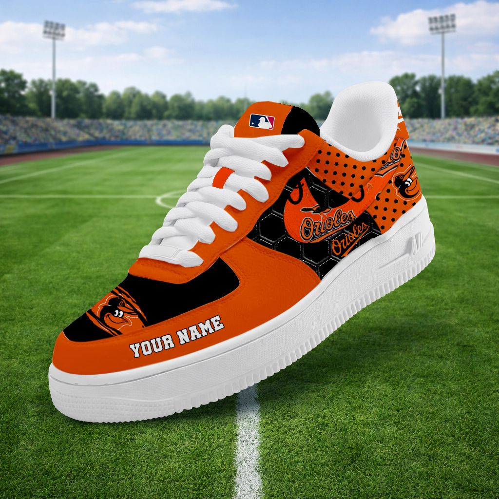 SPECIAL OFFER - NEW CUSTOMIZED MLB25 BOS BALTIMORE ORIOLES AF1 SNEAKERS