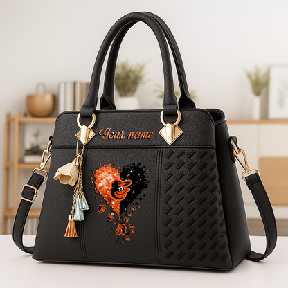 LIMITED EDITION - NEW CUSTOMIZED MLB25 BOS BALTIMORE ORIOLES ZIP HANDBAG MULTICOLOR