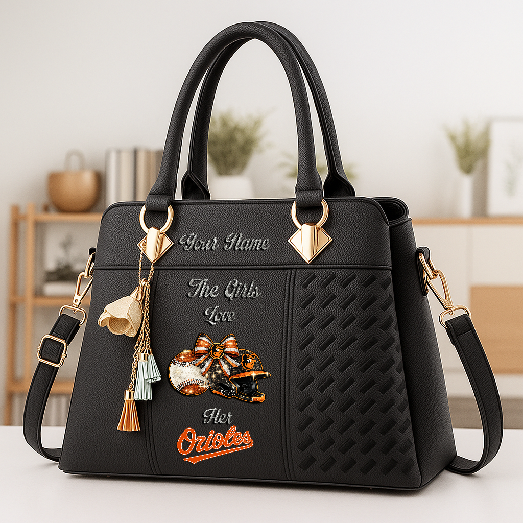 LIMITED EDITION - NEW CUSTOMIZED MLB25 BOS BALTIMORE ORIOLES ZIP HANDBAG MULTICOLOR