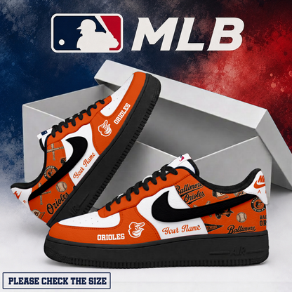 LIMITED EDITION - NEW CUSTOMIZED MLB25 BOS BALTIMORE ORIOLES AF1 SHOES
