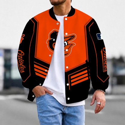 FLASH SALE - NEW CUSTOMIZED MLB25 BOS BALTIMORE ORIOLES SATIN VARSITY & BASEBALL JACKET