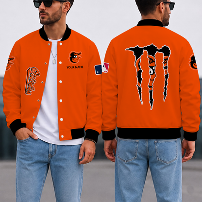 LIMITED EDITION - NEW CUSTOMIZED MLB25 BOS BALTIMORE ORIOLES SATIN VARSITY & BASEBALL JACKET