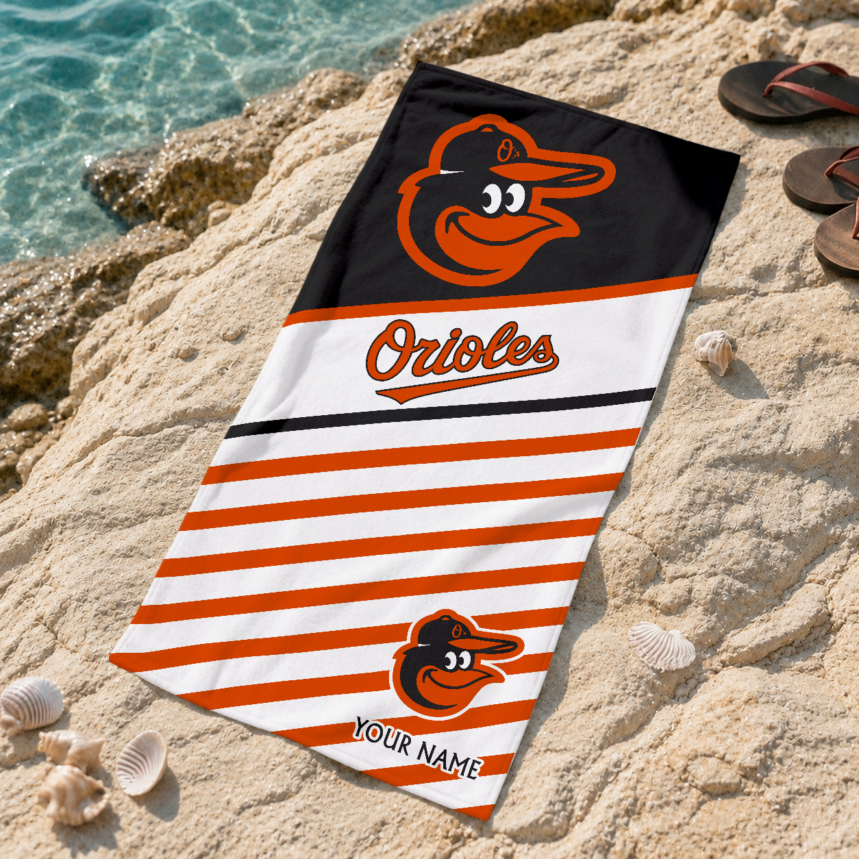 FINAL SALE - NEW CUSTOMIZED MLB25 BOS BALTIMORE ORIOLES BEACH TOWEL FOR FAN