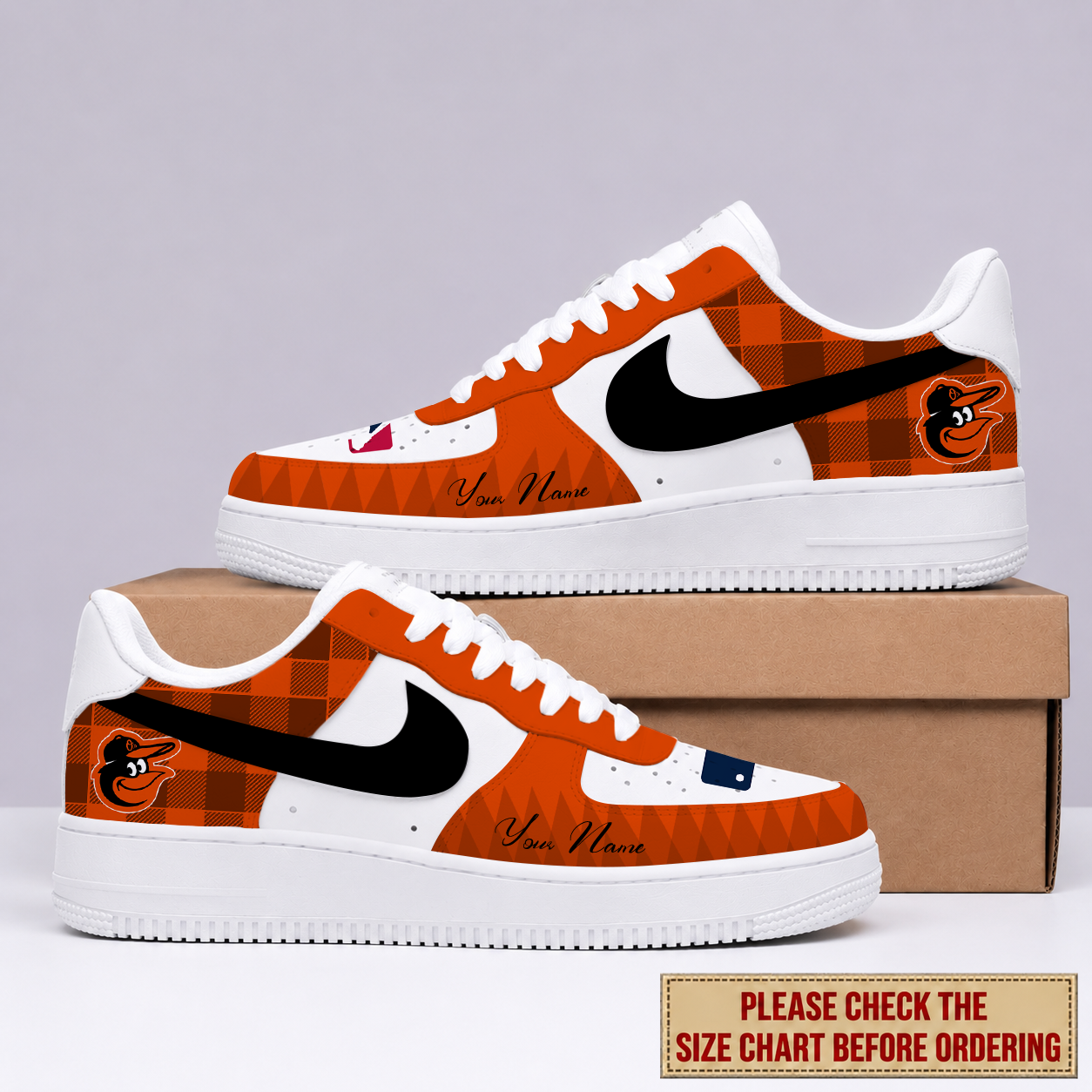 LIMITED EDITION - NEW CUSTOMIZED MLB25 BOS BALTIMORE ORIOLES AF1 SHOES