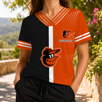 SPECIAL EDITION - NEW CUSTOMIZED MLB25 BOS BALTIMORE ORIOLES V-NECK SHIRT