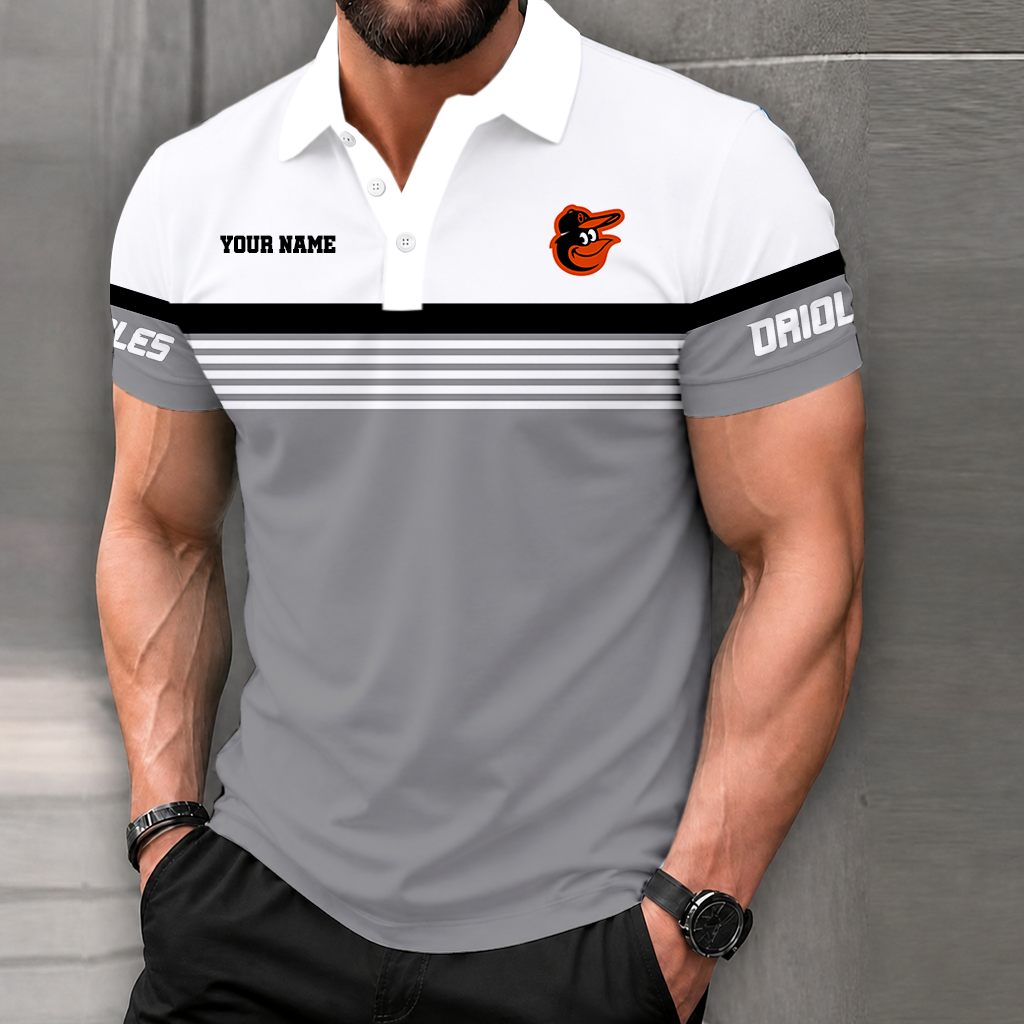 FINAL CLEARANCE - NEW CUSTOMIZED MLB25 BOS BALTIMORE ORIOLES POLO SHIRT