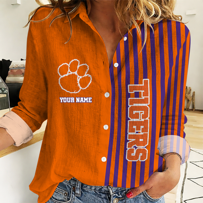 FINAL SALE - NEW CUSTOMIZED | NCAA CWS25 CST CS TIGERS WOMEN CASUAL SHIRT FOR FAN