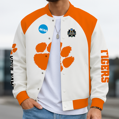 LIMITED EDITION - NEW CUSTOMIZED NCAA CWS25 CST CLEMSON TIGERS BASEBALL JACKET, SATIN VARSITY JACKET