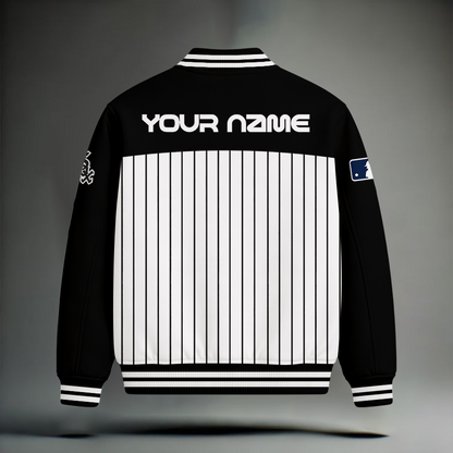 HOT DEAL - NEW CUSTOMIZED MLB26 CWS CHICAGO WHITE SOX SNOOPY STYLE SATIN VARSITY & BASEBALL JACKET