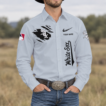SPECIAL EDITION - NEW CUSTOMIZED MLB26 CWS CHICAGO WHITE SOX MEN'S LONG SLEEVE BUTTON-UP SHIRT