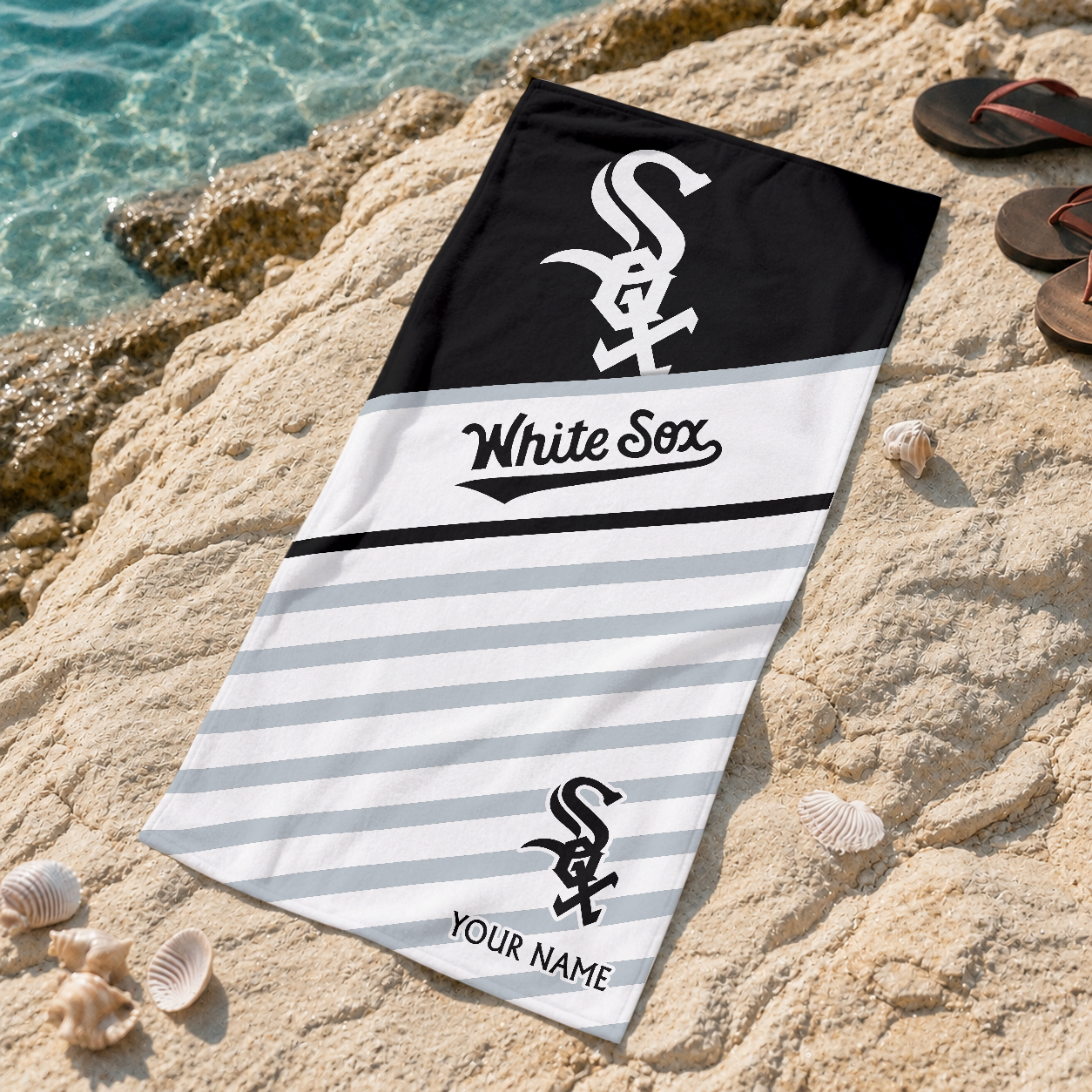 FINAL SALE - NEW CUSTOMIZED MLB26 CWS CHICAGO WHITE SOX BEACH TOWEL FOR FAN